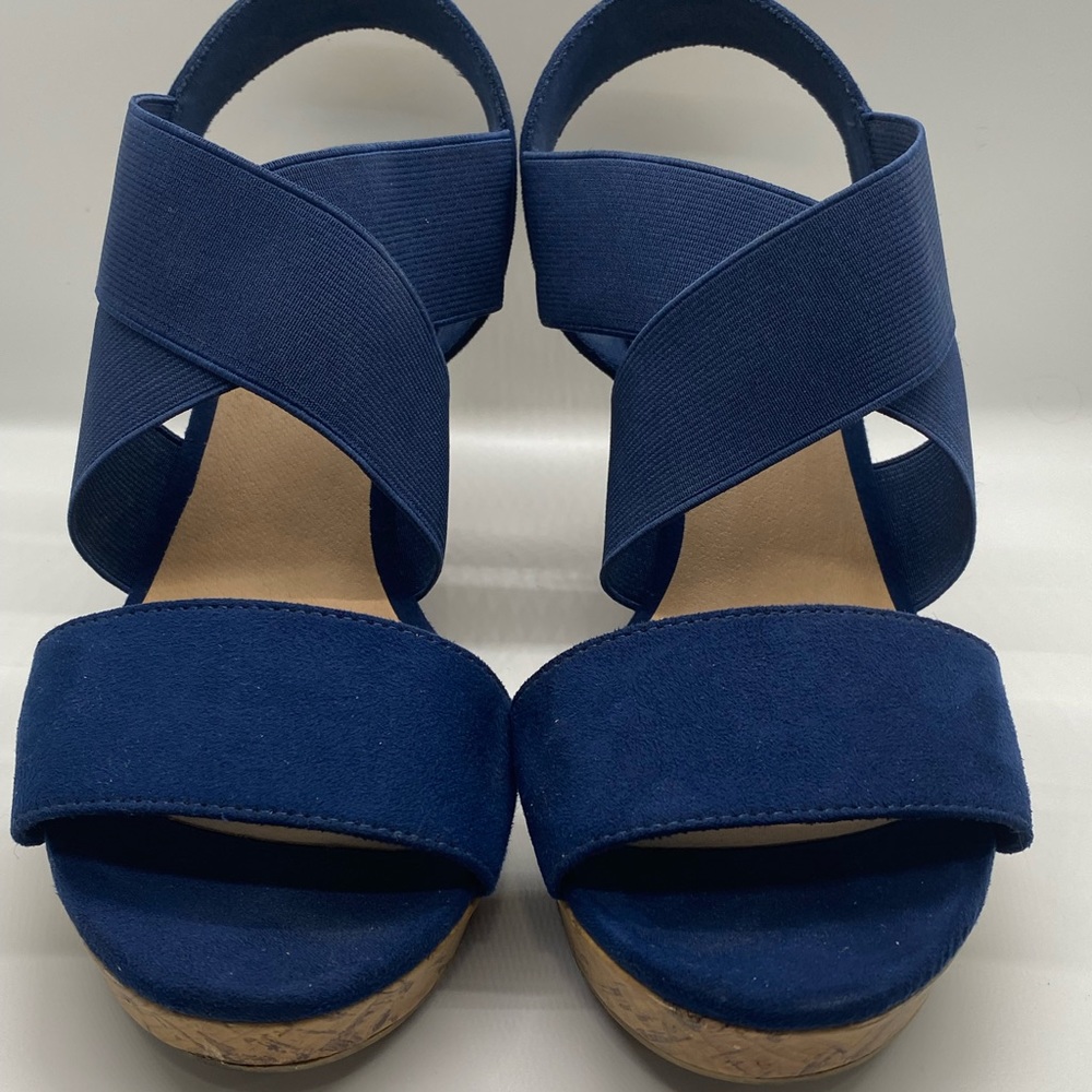 American Eagle navy wedges with cork wedge. Size 8.5.